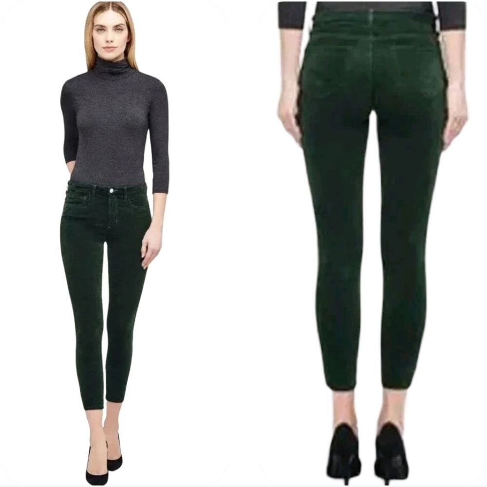 L'AGENCE Margot Green Velvet Skinny Jeans Size 25